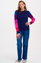 Navy and Pink Colour Block Sleeve Stacey Jumper