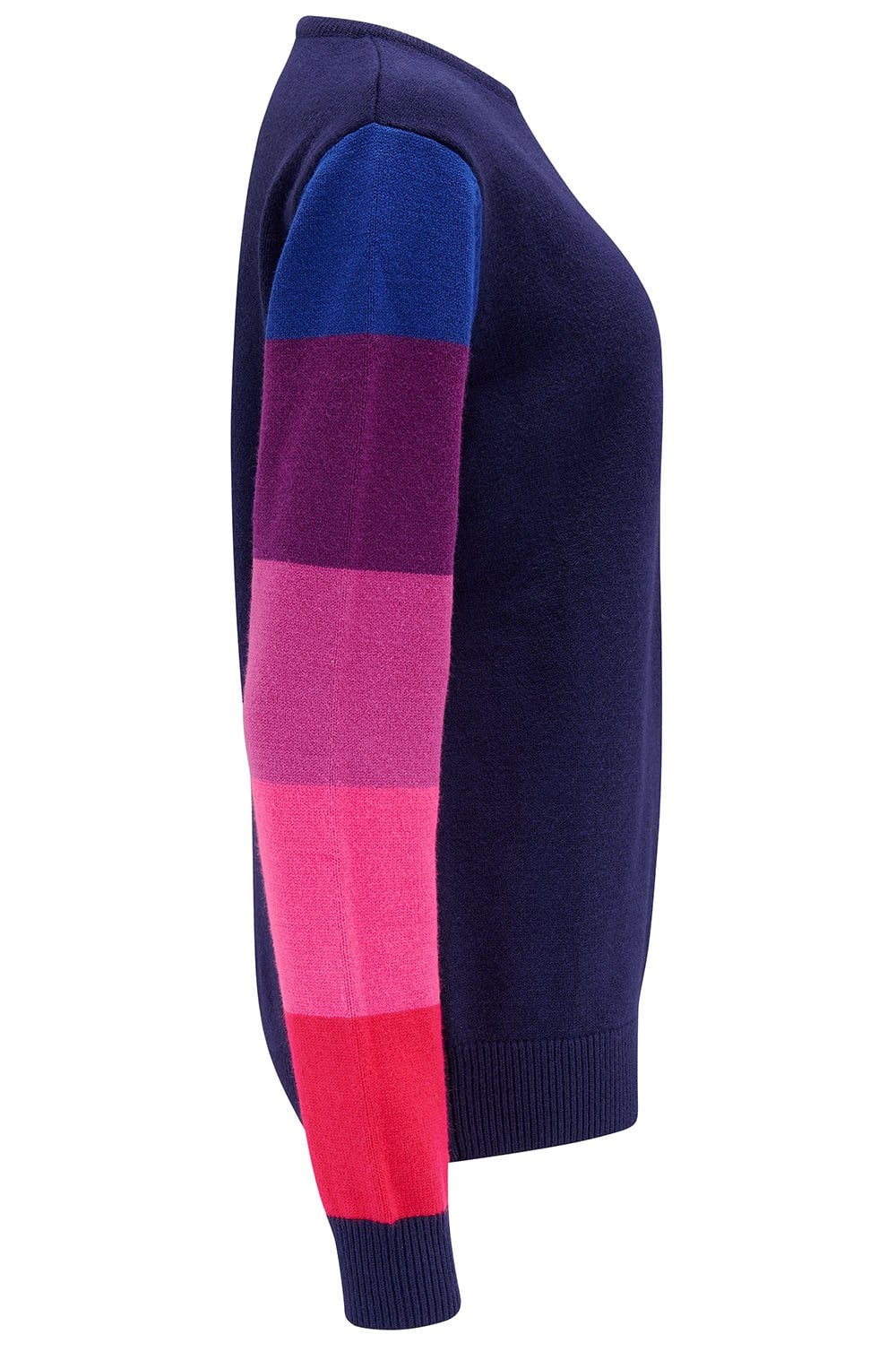 Navy and Pink Colour Block Sleeve Stacey Jumper