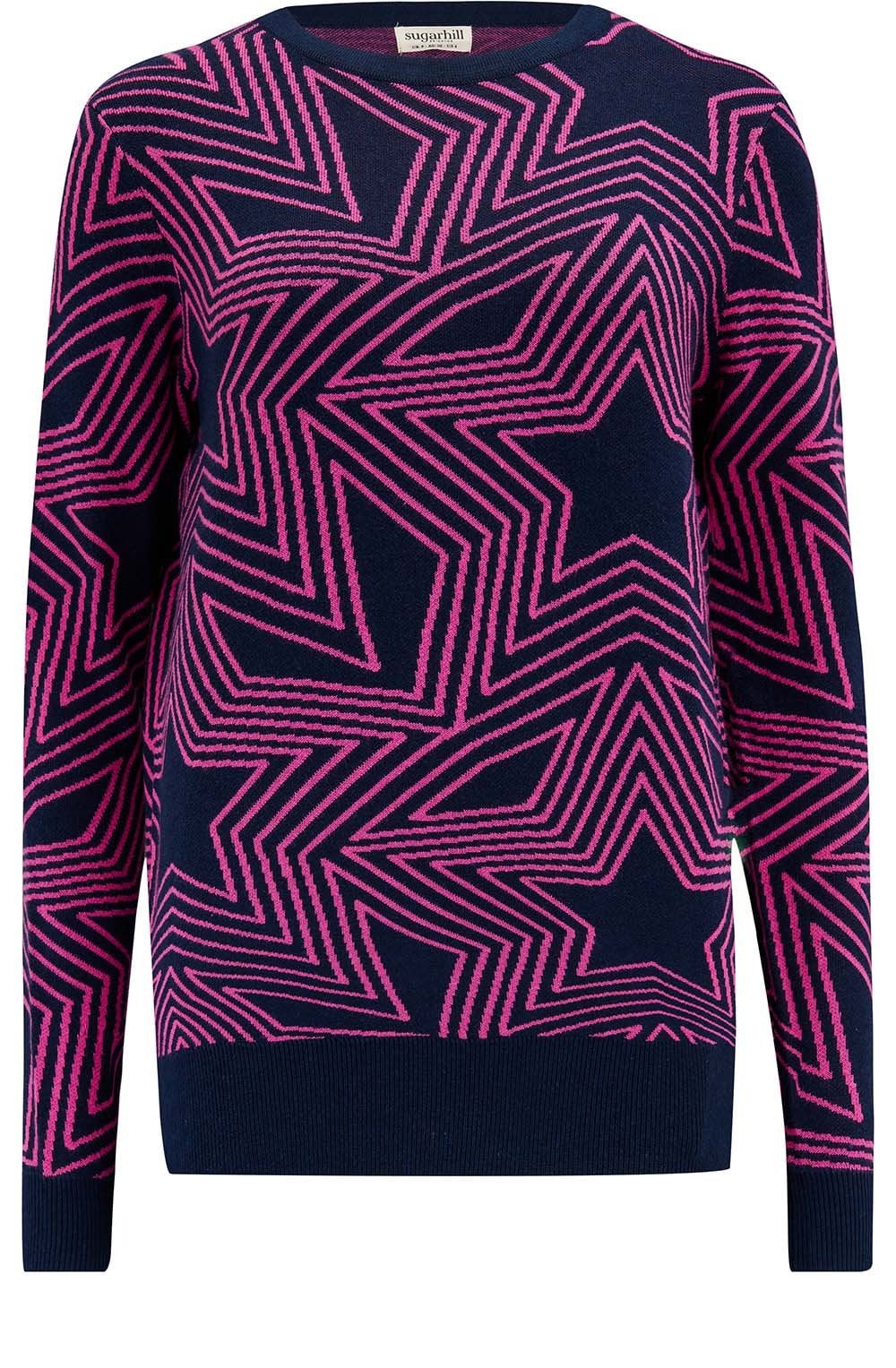 Navy and Pink Star Explosion Rosie Jumper