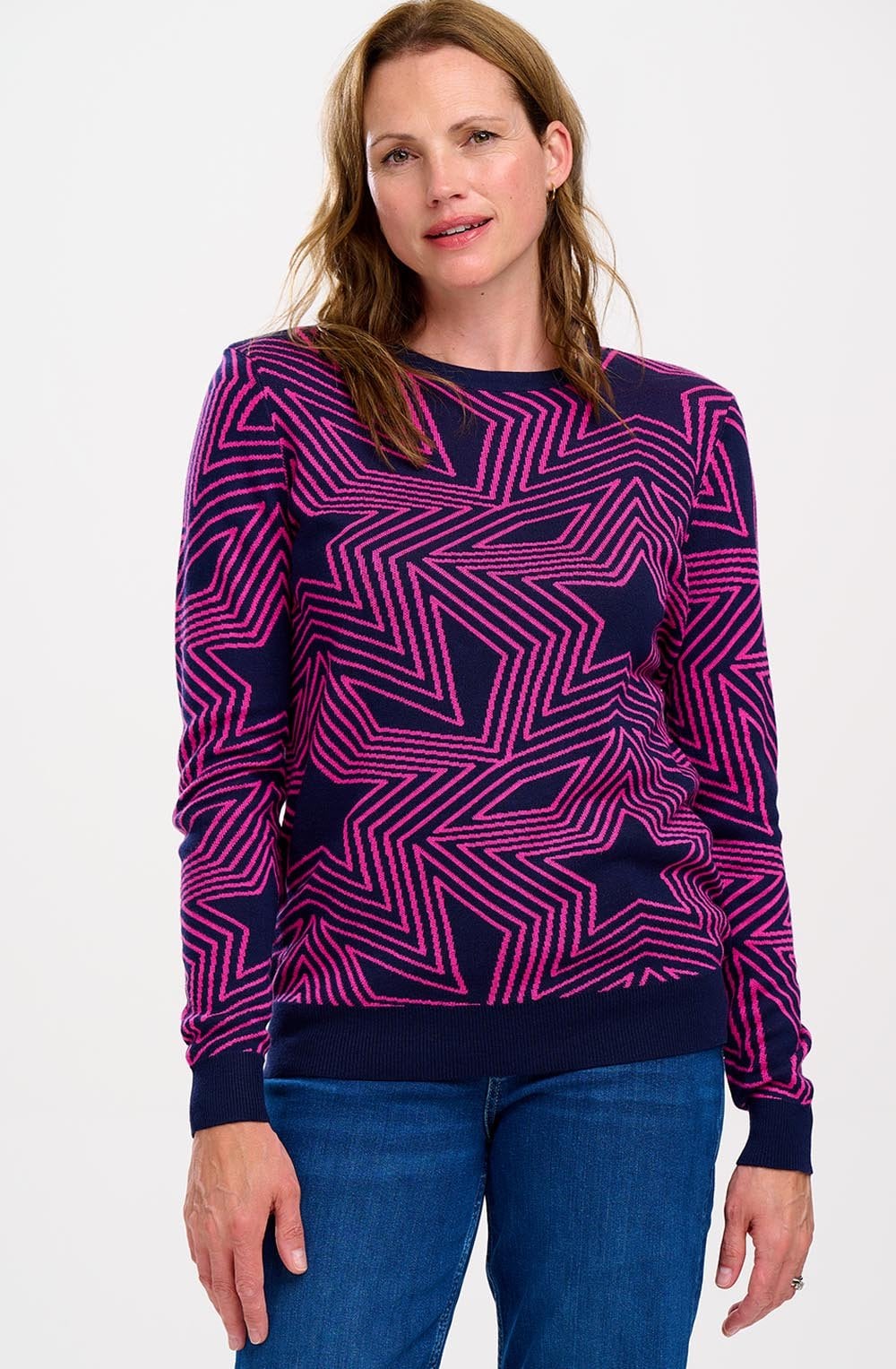 Navy and Pink Star Explosion Rosie Jumper