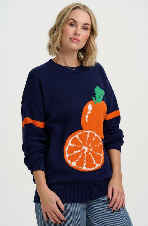 Navy Orange Squeeze Leona Jumper