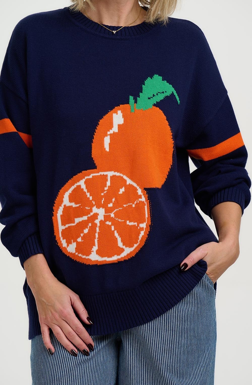 Navy Orange Squeeze Leona Jumper