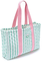 Off White and Green Quilted Haven Tote Bag