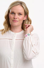 Off White Embroidered Cuff Regina Blouse