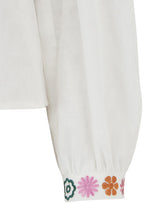 Off White Embroidered Cuff Regina Blouse
