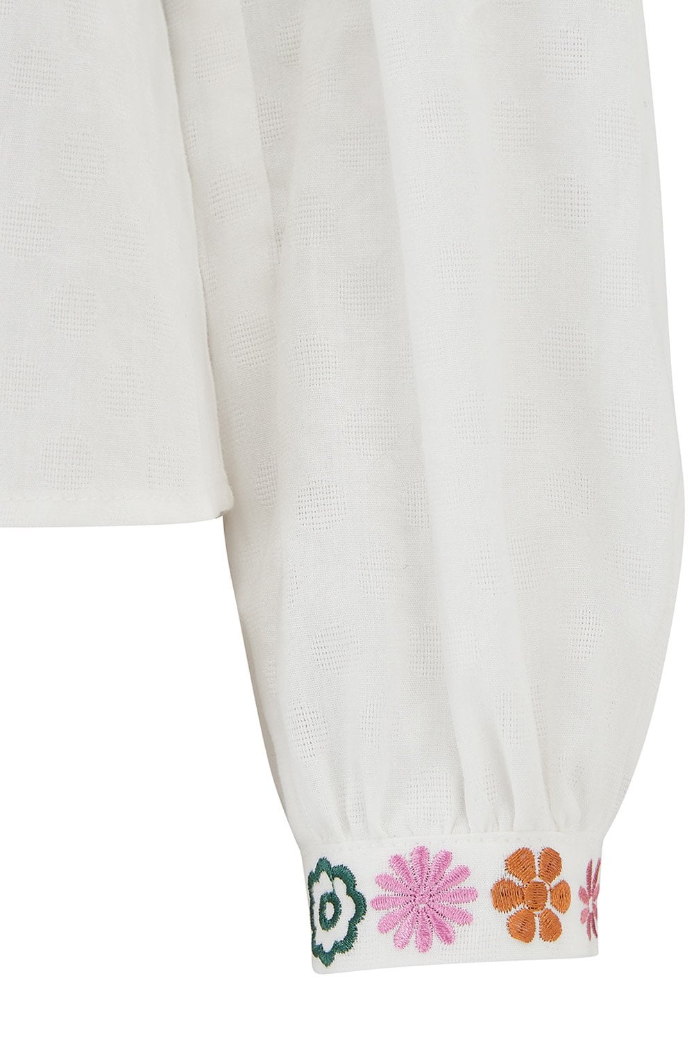 Off White Embroidered Cuff Regina Blouse