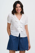 Off White Folk Floral Adaline Bow Top
