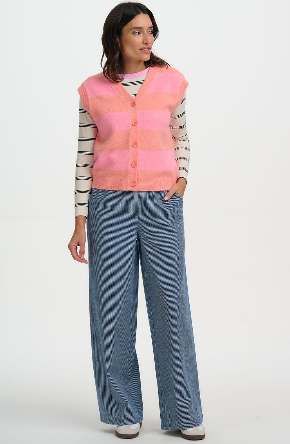 Pastel Stripe Amber Knit Vest