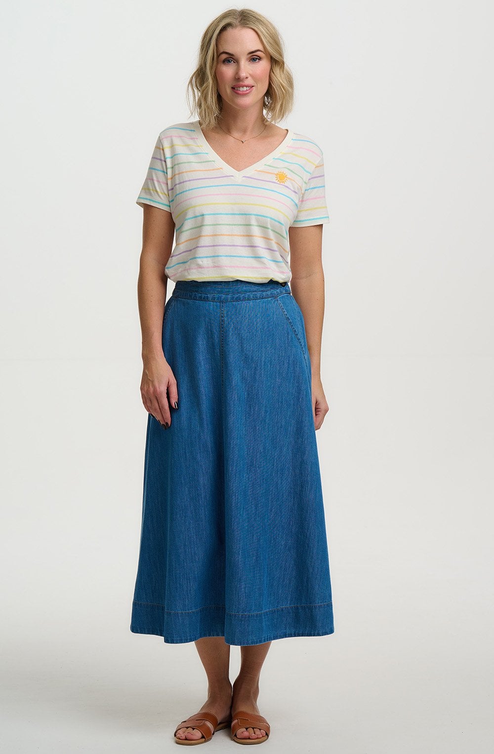 Pastel Stripe V Neck Khloe T Shirt