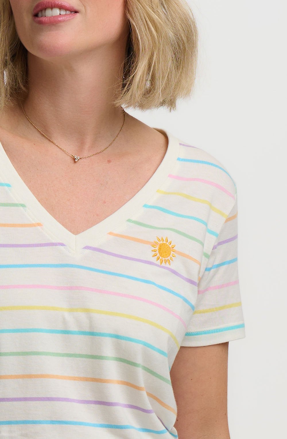 Pastel Stripe V Neck Khloe T Shirt