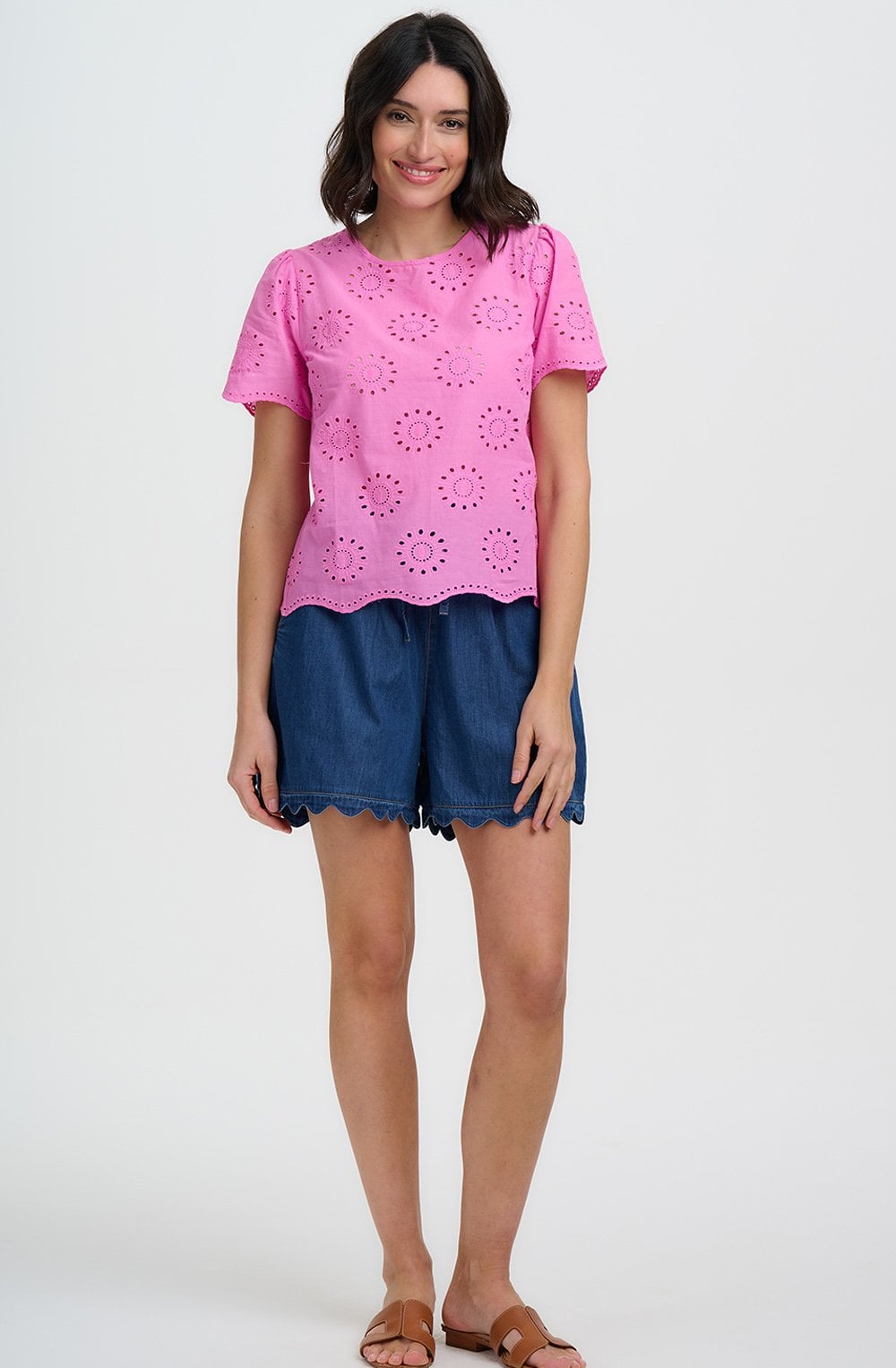 Pink Broderie Anglaise Bonita Summer Blouse