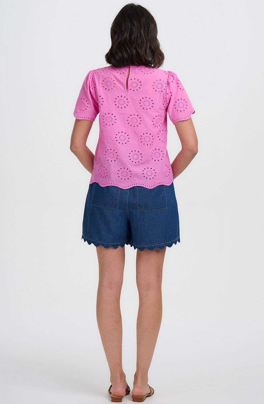 Pink Broderie Anglaise Bonita Summer Blouse