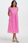 Pink Broderie Anglaise Midi Kim Smock Dress