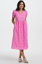 Pink Broderie Anglaise Midi Kim Smock Dress