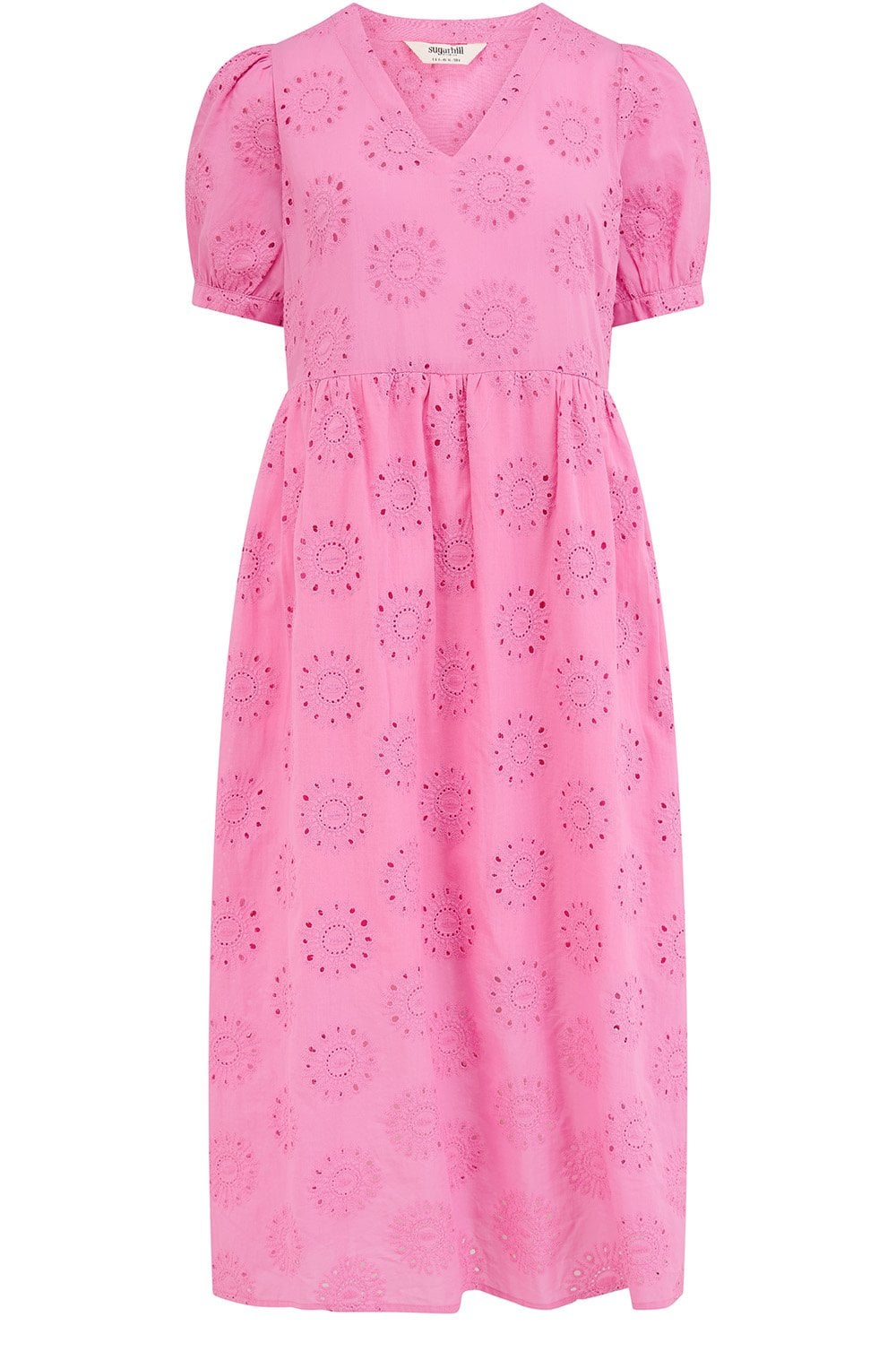 Pink Broderie Anglaise Midi Kim Smock Dress