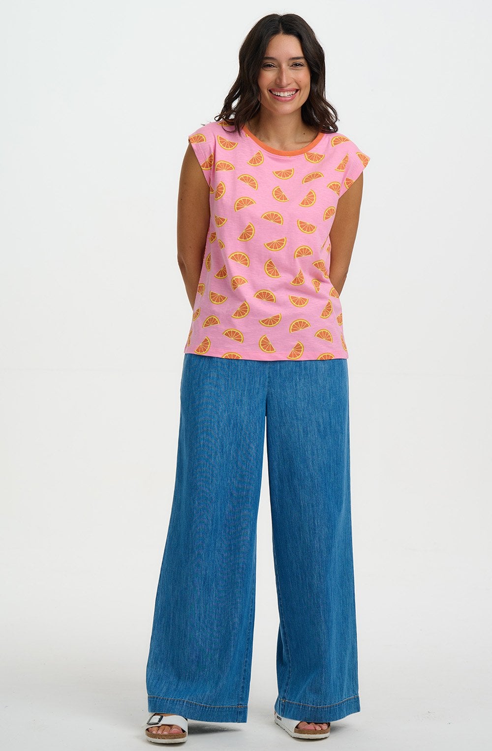 Pink Oranges Relaxed Chrissy Tank T Shirt