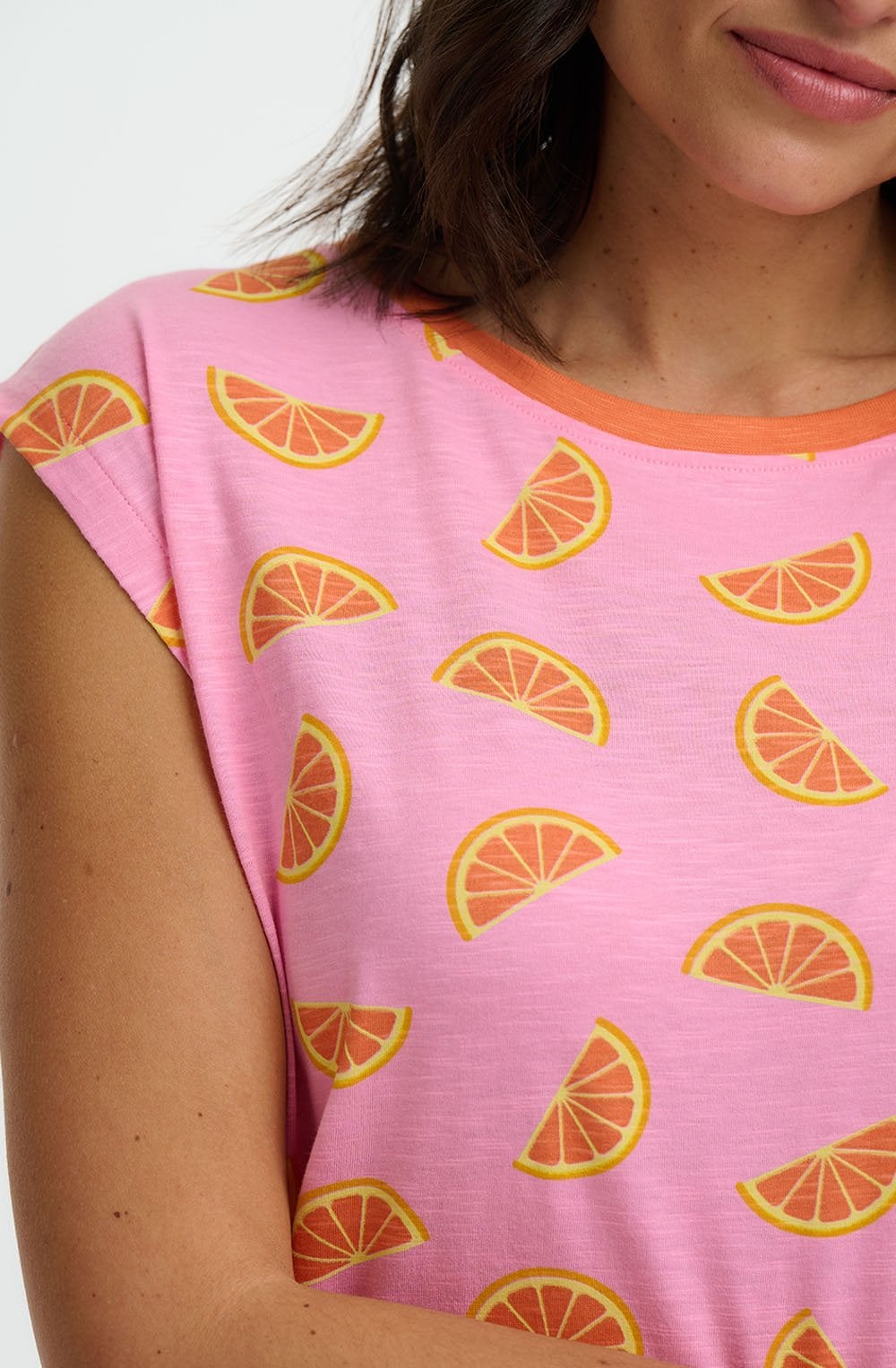 Pink Oranges Relaxed Chrissy Tank T Shirt
