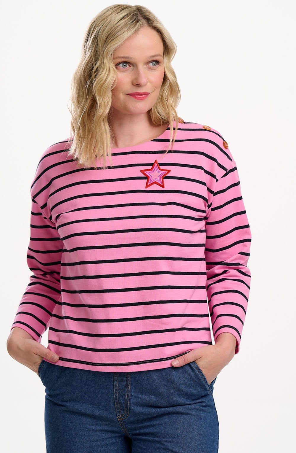 Pink Stripes and Star Celine Breton Top