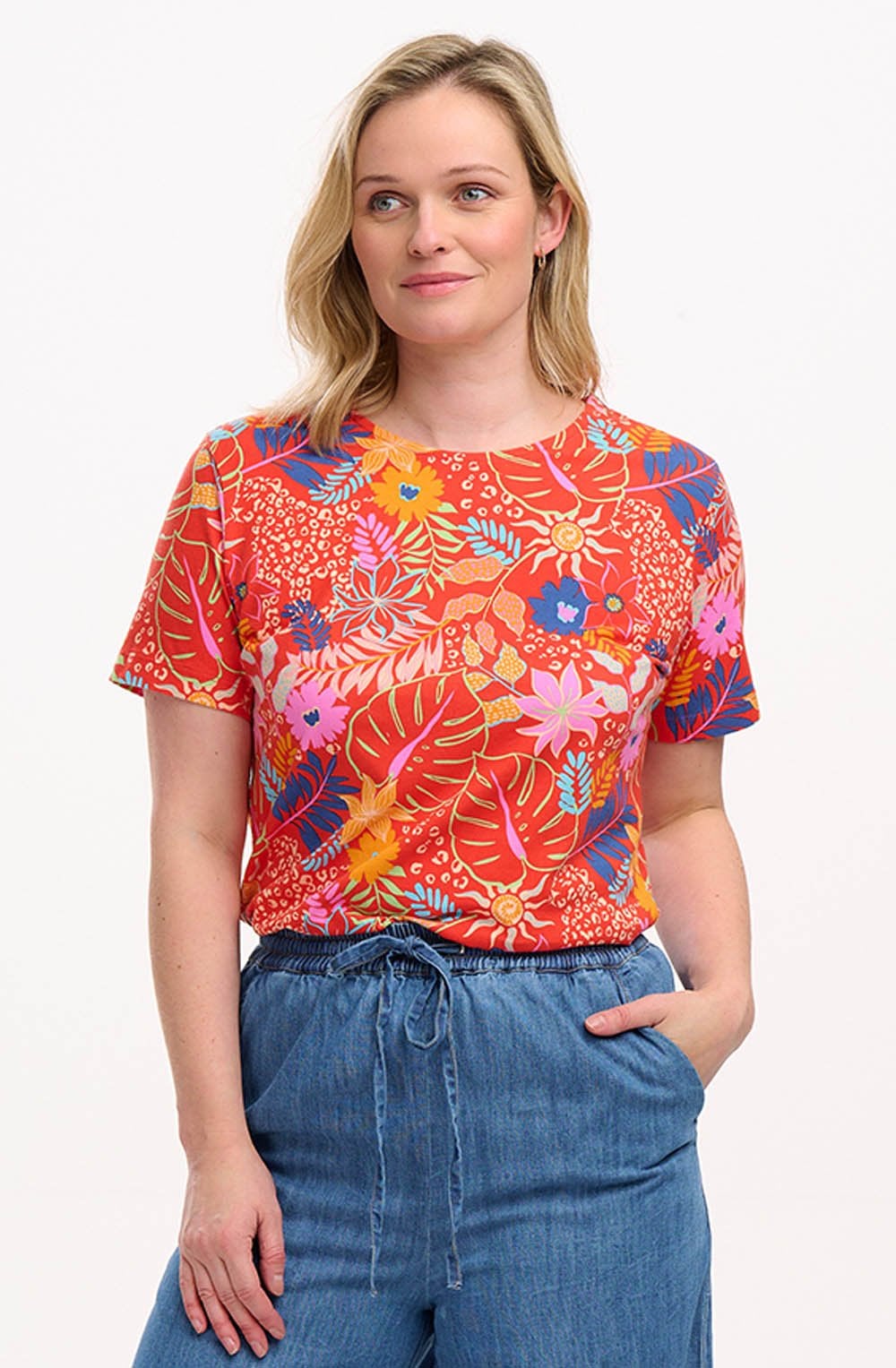 Ronah Red Painted Jungle T Shirt