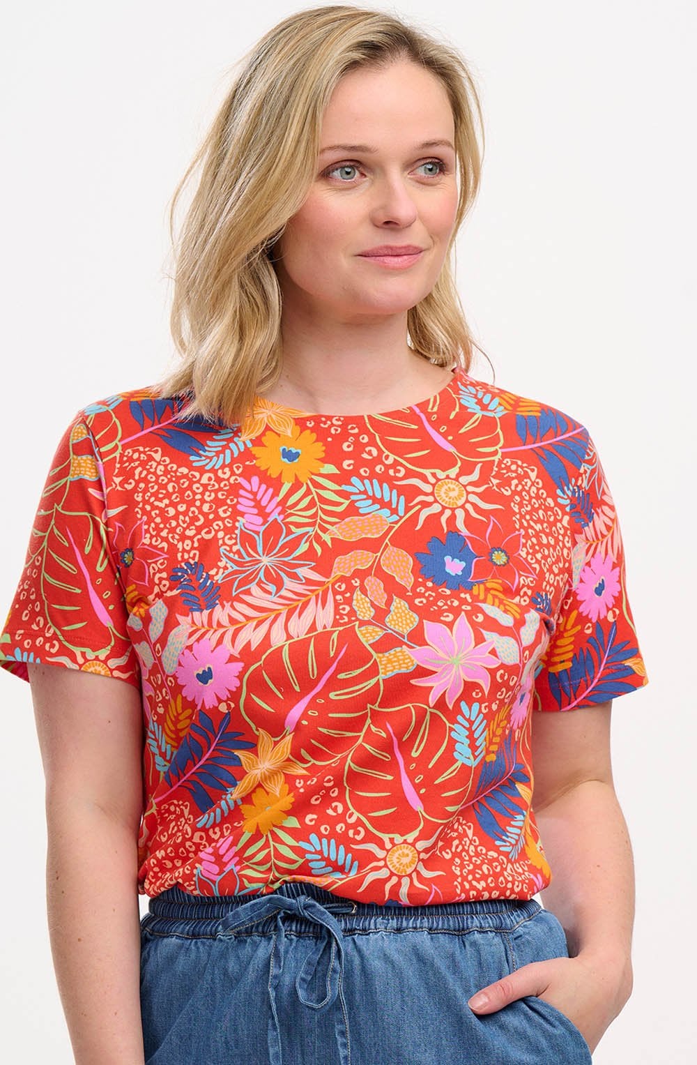 Ronah Red Painted Jungle T Shirt