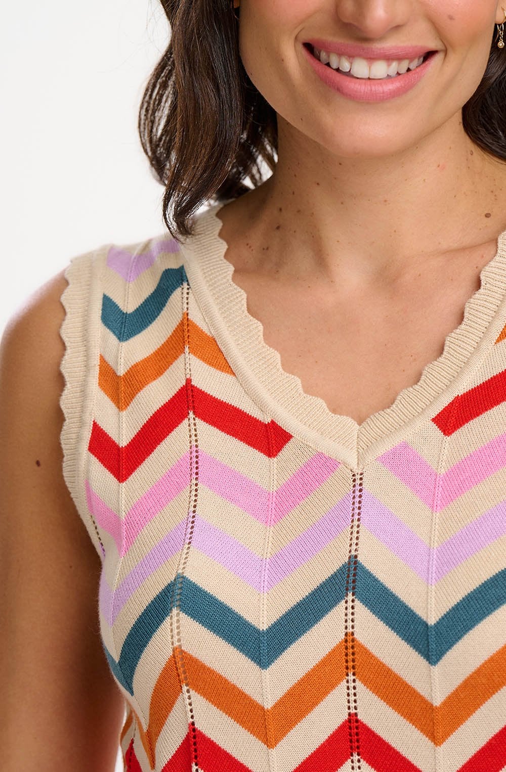 Rosy V Neck Knitted Vest
