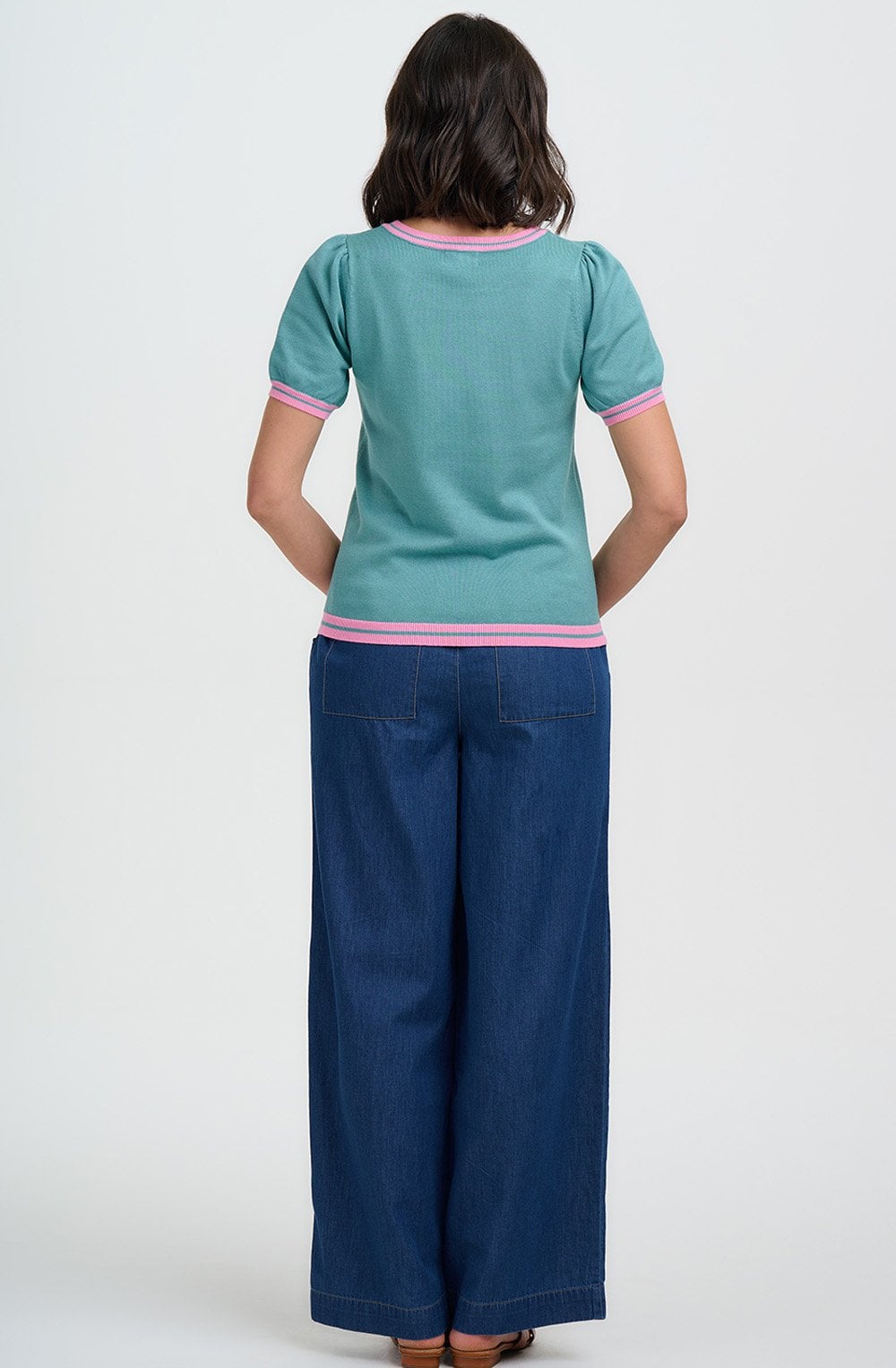Seafoam Art Flower Dominique Knit Top