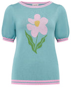 Seafoam Art Flower Dominique Knit Top