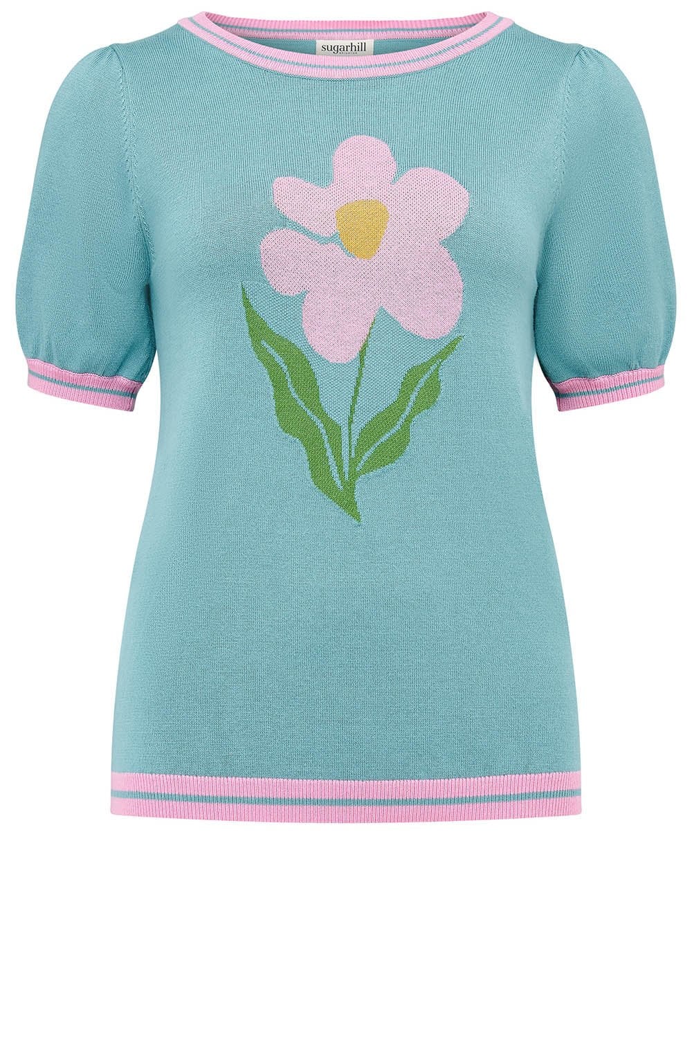 Seafoam Art Flower Dominique Knit Top