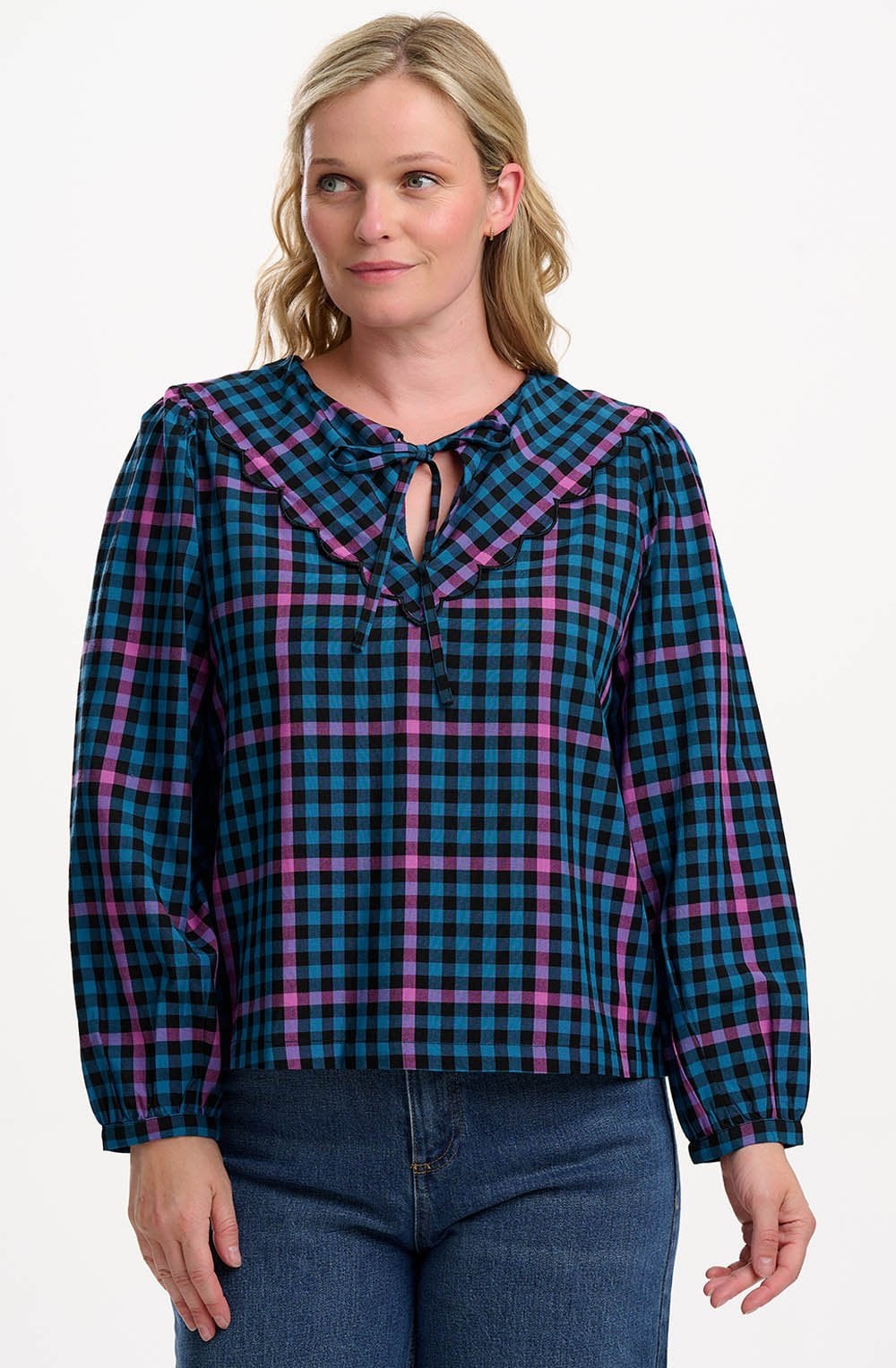 Twilight Gingham Nessie Scallop Collar Blouse