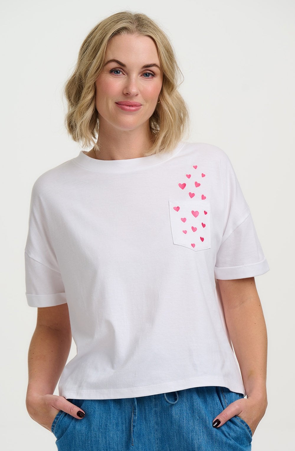 White Cilia Heart Pocket T Shirt