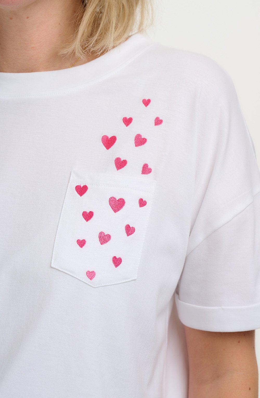 White Cilia Heart Pocket T Shirt