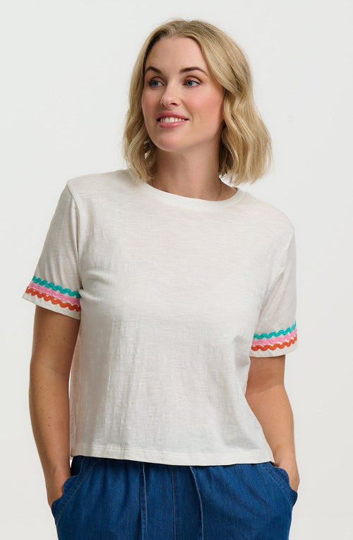 White Ric Rac Trim Shelby Box T Shirt