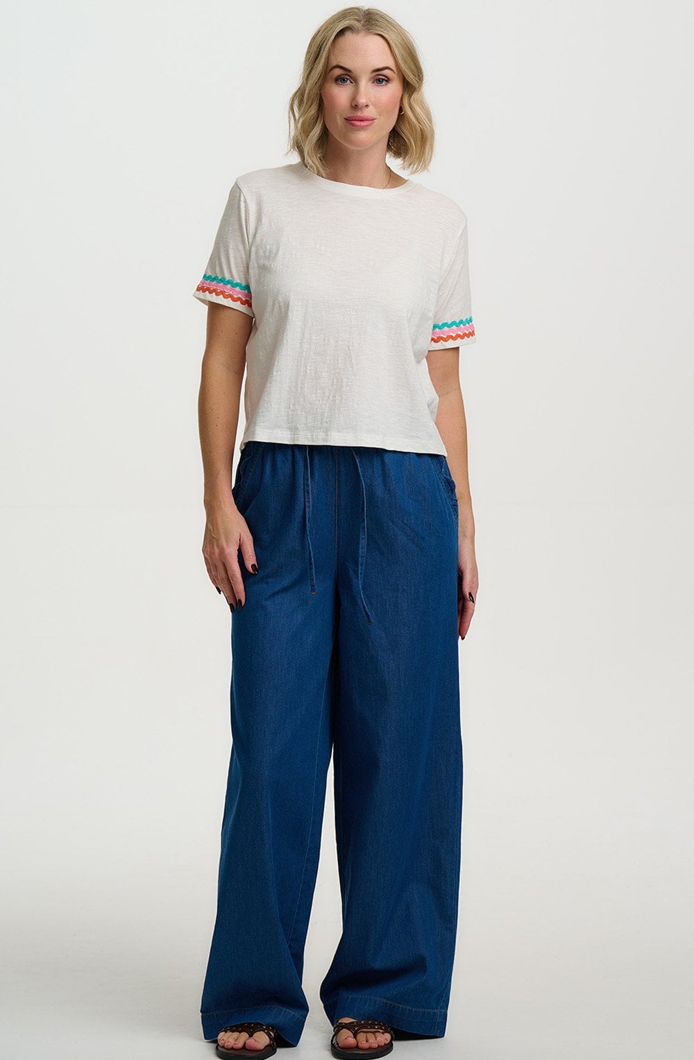 White Ric Rac Trim Shelby Box T Shirt
