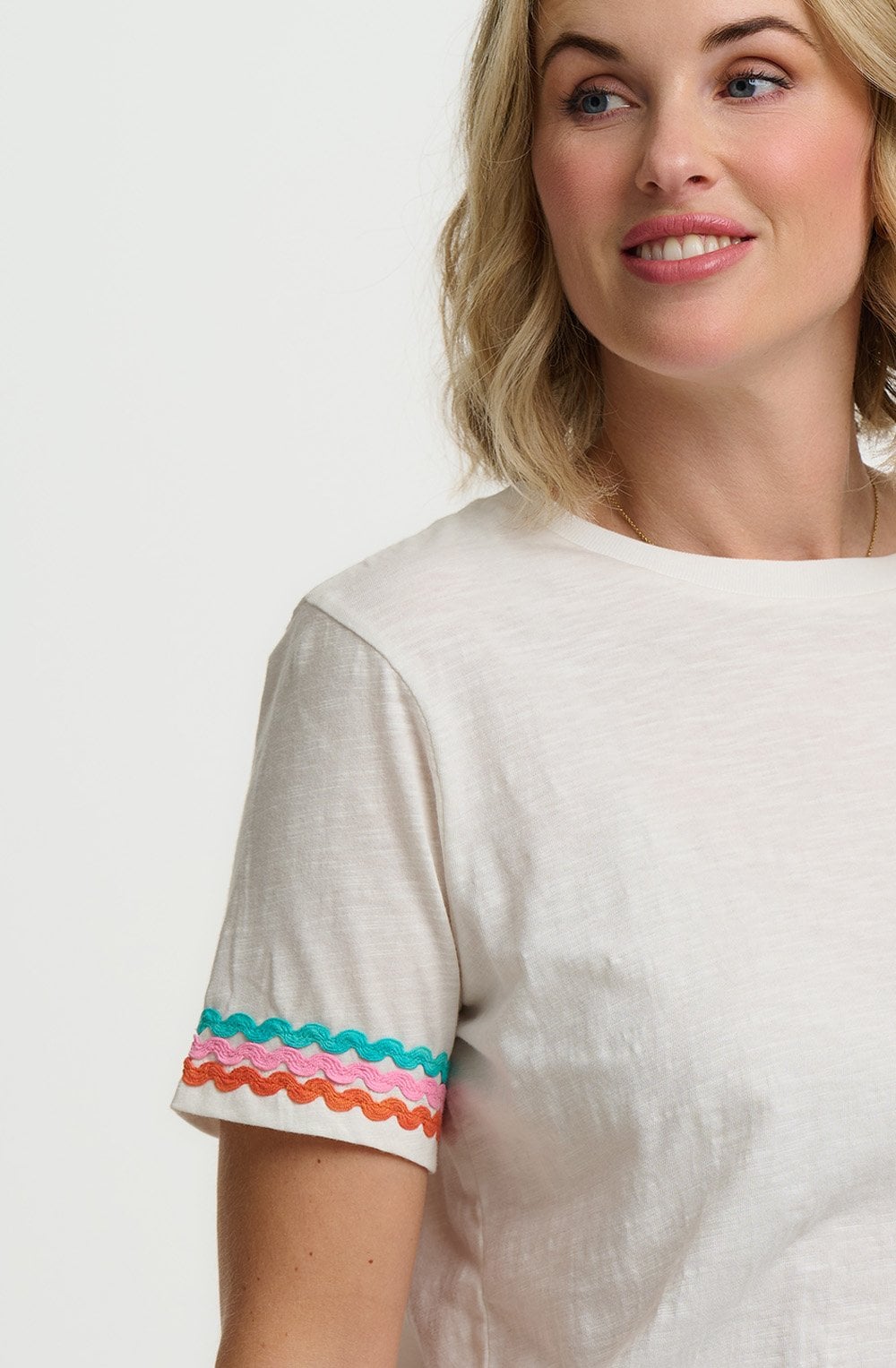White Ric Rac Trim Shelby Box T Shirt