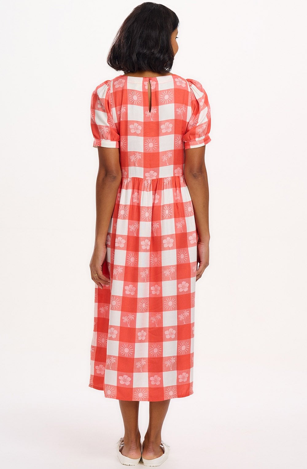 Wren Tropical Gingham Smock Dress