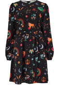 Zodiac and Rainbow Skies Oksana Tie Waist Dress