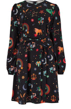 Zodiac and Rainbow Skies Oksana Tie Waist Dress