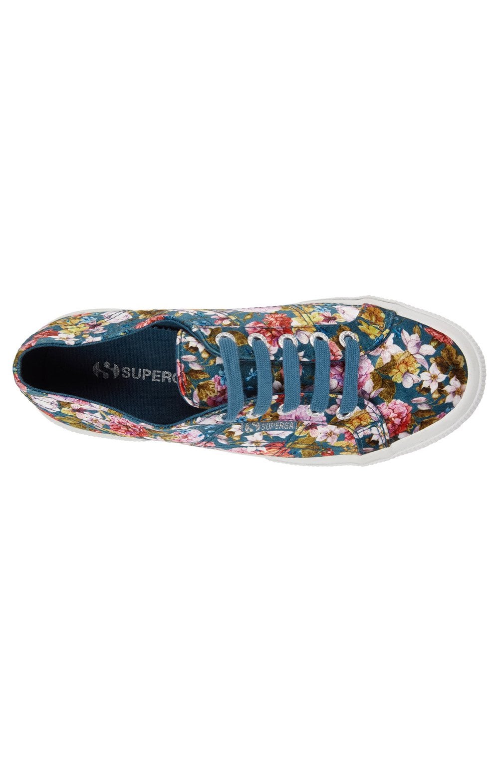 Satin Flower Teal Multi Colour Trainers