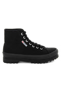 All Black Canvas Alpina High Top Trainers