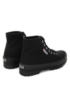 All Black Canvas Alpina High Top Trainers