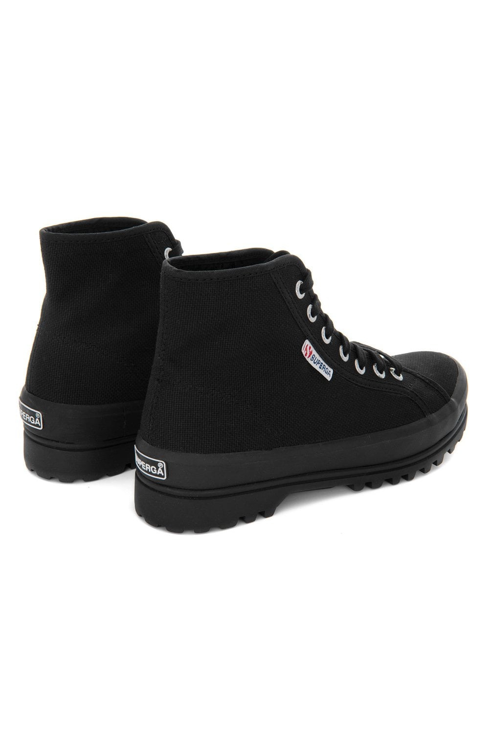 All Black Canvas Alpina High Top Trainers