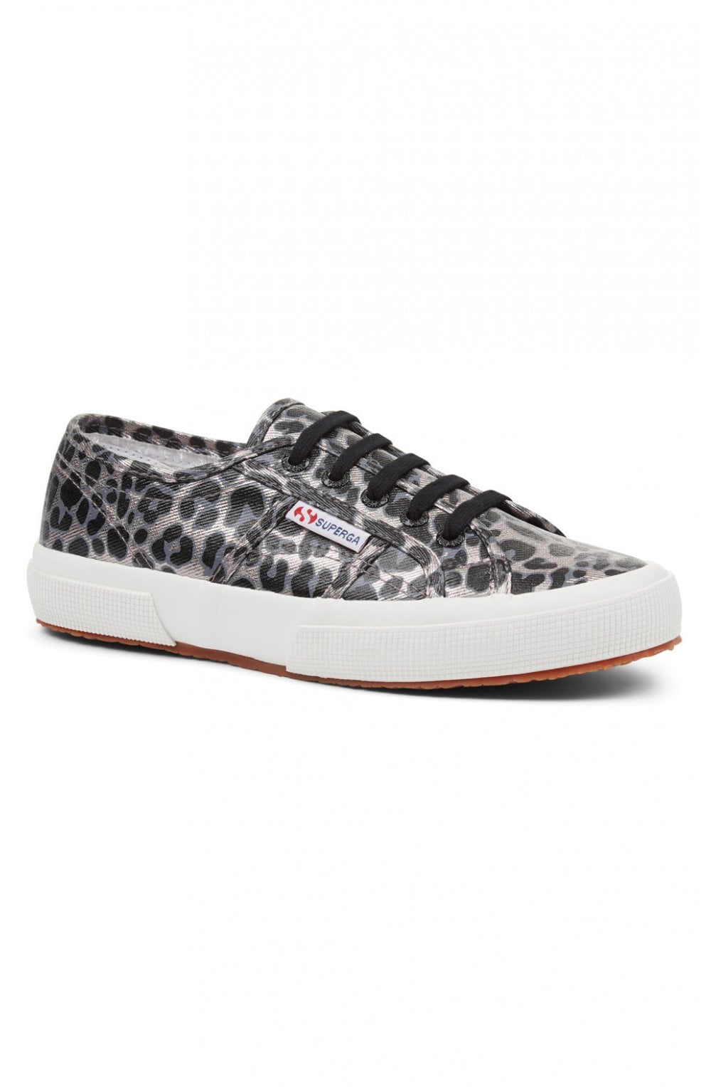 Superga Gunmetal Leopard Trainers