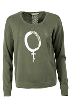 Sweater femme symbol khaki