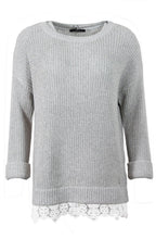 Sweater with lace trim grey
