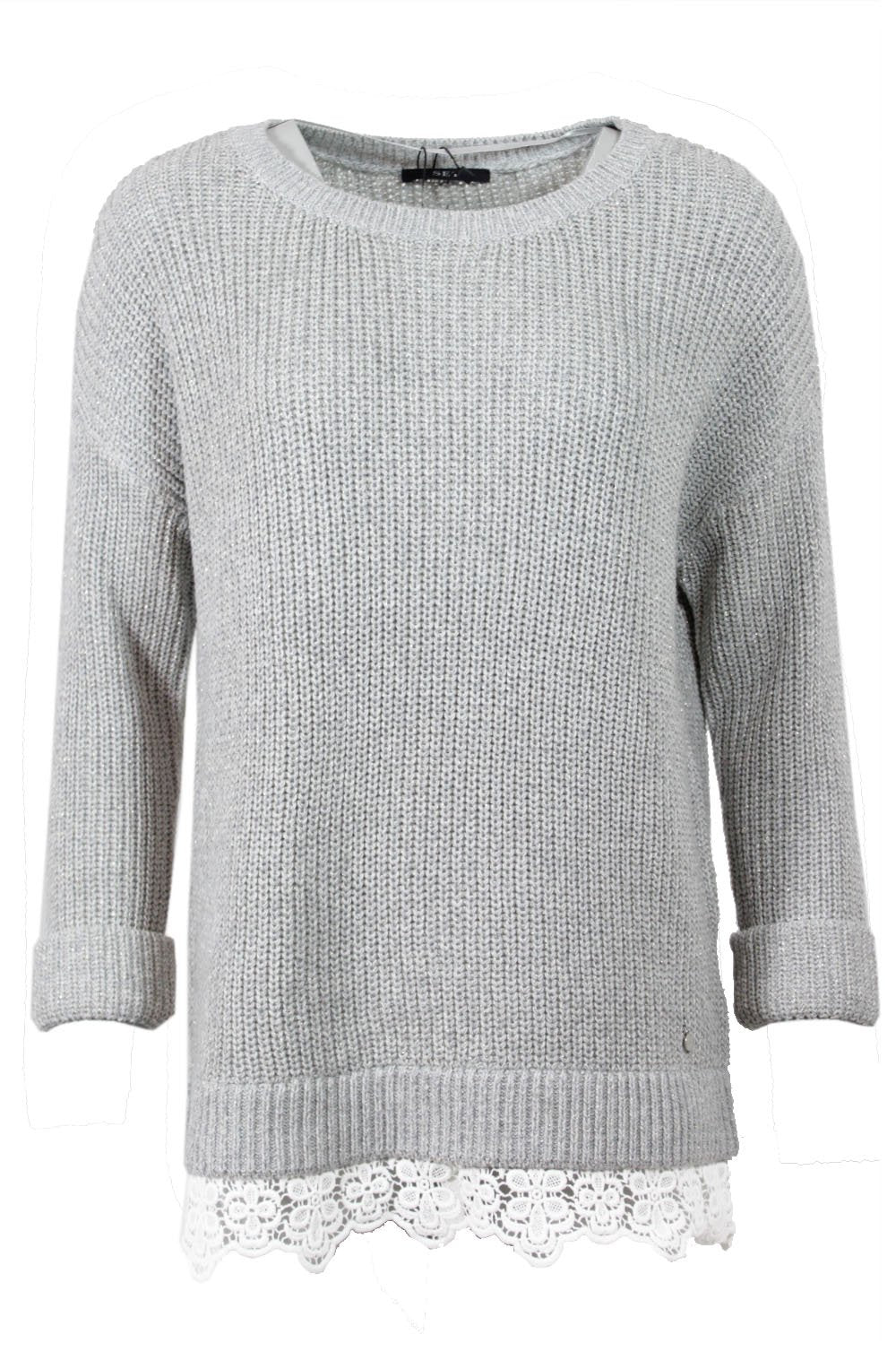 Sweater with lace trim grey