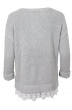 Sweater with lace trim grey
