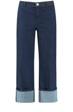 Length Denim Culottes with a Wide Leg