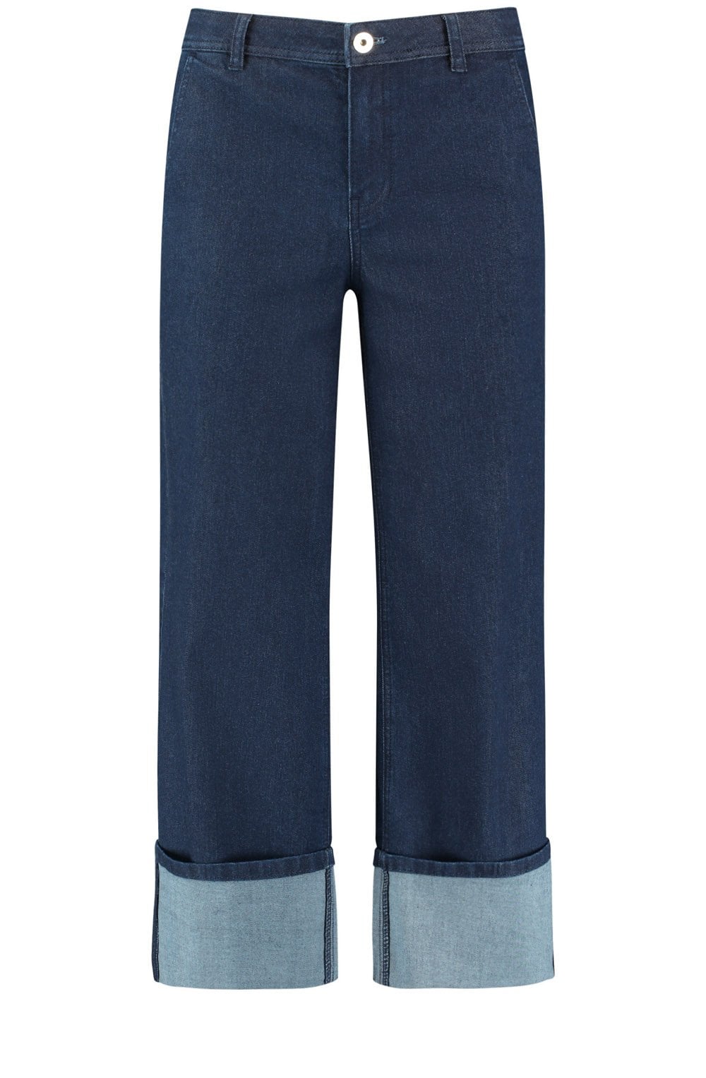 Length Denim Culottes with a Wide Leg