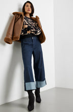 Length Denim Culottes with a Wide Leg