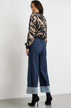 Length Denim Culottes with a Wide Leg